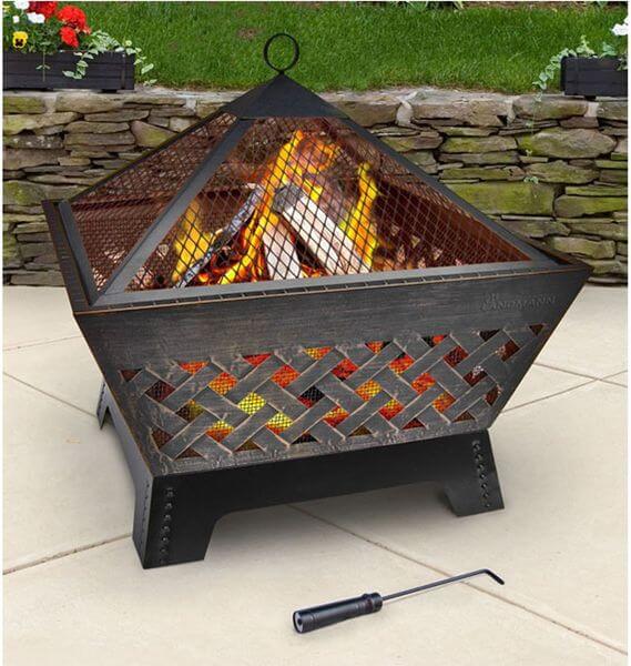 Landmann Barrone Fire Pit with Cover, Antique Bronze Landmann Barrone Fire Pit with Cover, Antique Bronze