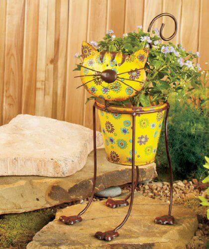 Whimsical Colorful Cat Flower Pot Whimsical Colorful Cat Flower Pot