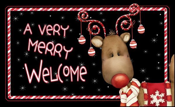 Toland Home Garden Candy Cane Reindeer Doormat Toland Home Garden Candy Cane Reindeer Doormat