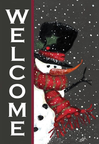 'Snowman Welcome' Double Sided Christmas Garden Flag 'Snowman Welcome' Double Sided Christmas Garden Flag