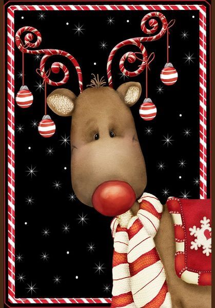 'Candy Cane Reindeer' Double Sided Christmas Garden Flag 'Candy Cane Reindeer' Double Sided Christmas Garden Flag