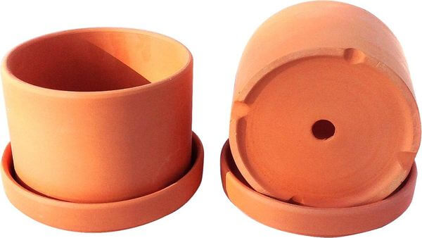 Natural Terra Cotta Round Garden Planters Natural Terra Cotta Round Garden Planters