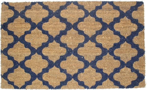 J & M Home Fashions Moroccan Blue Vinyl Back Coco Doormat J & M Home Fashions Moroccan Blue Vinyl Back Coco Doormat