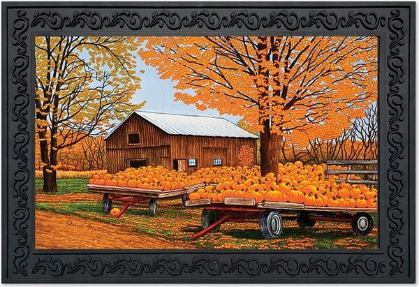 Pumpkinville Farm Scene Fall Doormat Pumpkinville Farm Scene Fall Doormat