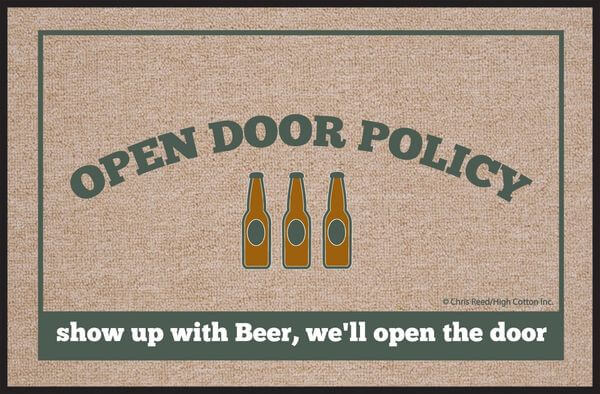 High Cotton Open Door Policy Beer Doormat High Cotton Open Door Policy Beer Doormat