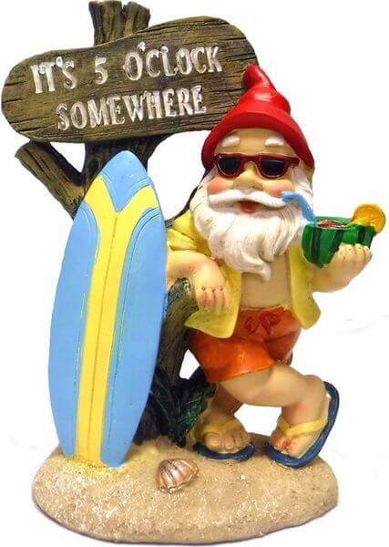 5:00 Somewhere Tropical Party Gnome Garden Statue 5:00 Somewhere Tropical Party Gnome Garden Statue