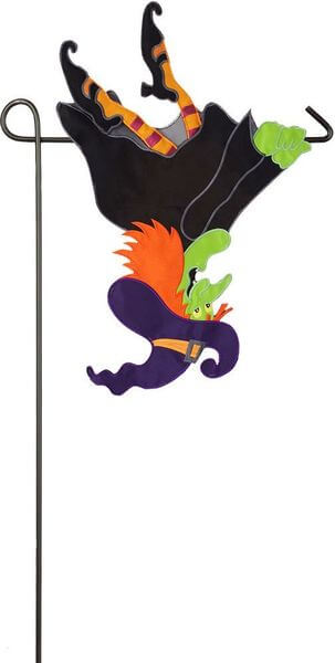 Upside Down Flying Witch Halloween Garden Flag Upside Down Flying Witch Halloween Garden Flag