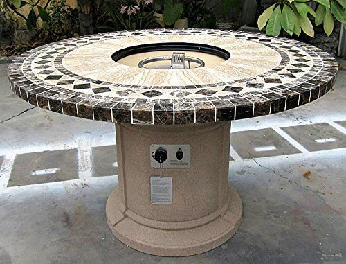 Outdoor Gas Firepit with Marble Mosaic Inlay Outdoor Gas Firepit with Marble Mosaic Inlay