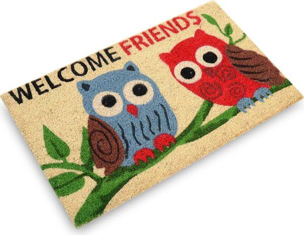 Milliard 'Welcome Friends' Owls Printed Coir Entrance Doormat Milliard 'Welcome Friends' Owls Printed Coir Entrance Doormat