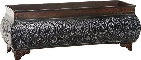 Hosley International Embossed Metal Rectangular Planter Hosley International Embossed Metal Rectangular Planter