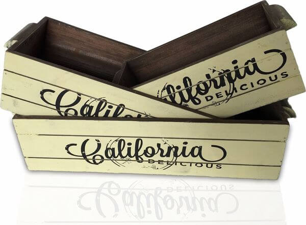 Rustic Rectangular Wooden Planter Boxes, Set of 3 Rustic Rectangular Wooden Planter Boxes, Set of 3
