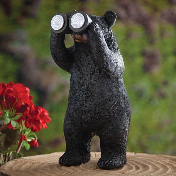 Bear With Binoculars Solar Statue Bear With Binoculars Solar Statue