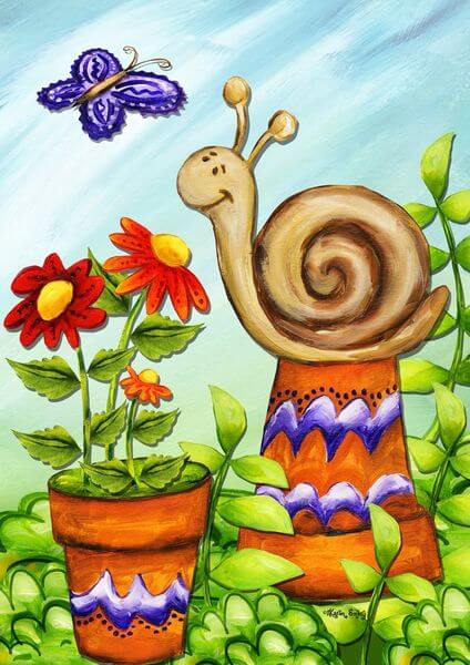 Snail Spring Garden Flag Snail Spring Garden Flag