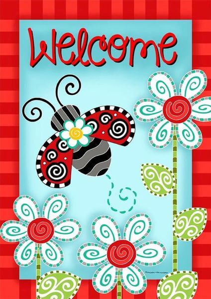 Ladybug Welcome Spring Garden Flag Ladybug Welcome Spring Garden Flag