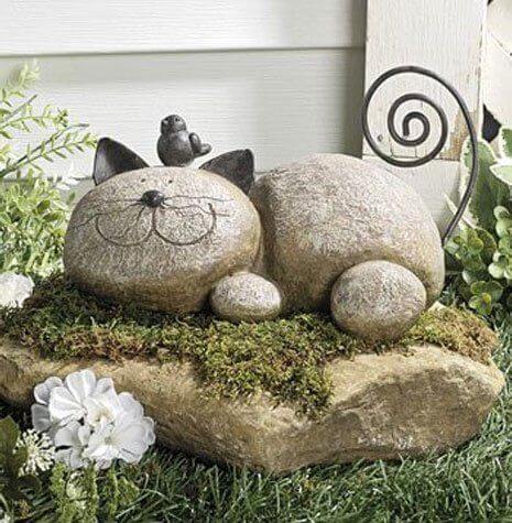 Resting Stone Cat Garden Statue Resting Stone Cat Garden Statue