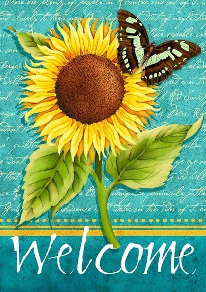 Sunflower Welcome Summer Garden Flag Sunflower Welcome Summer Garden Flag