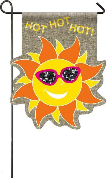 Hot Sun With Sparkle Sunglasses Burlap Garden Flag Hot Sun With Sparkle Sunglasses Burlap Garden Flag