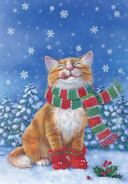 Toland 'Kitten Mittens' Winter Garden Flag Toland 'Kitten Mittens' Winter Garden Flag