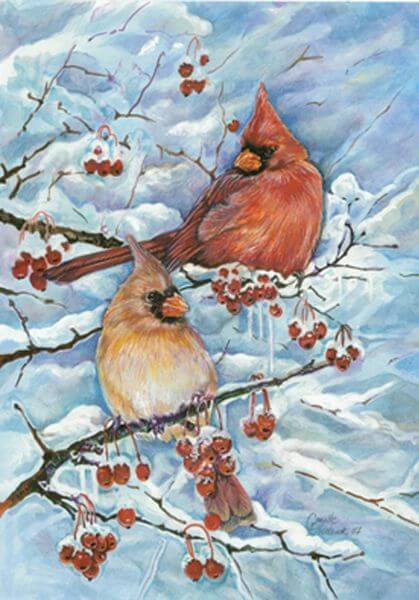 Toland 'Cardinals & Berries' Winter Garden Flag Toland 'Cardinals & Berries' Winter Garden Flag