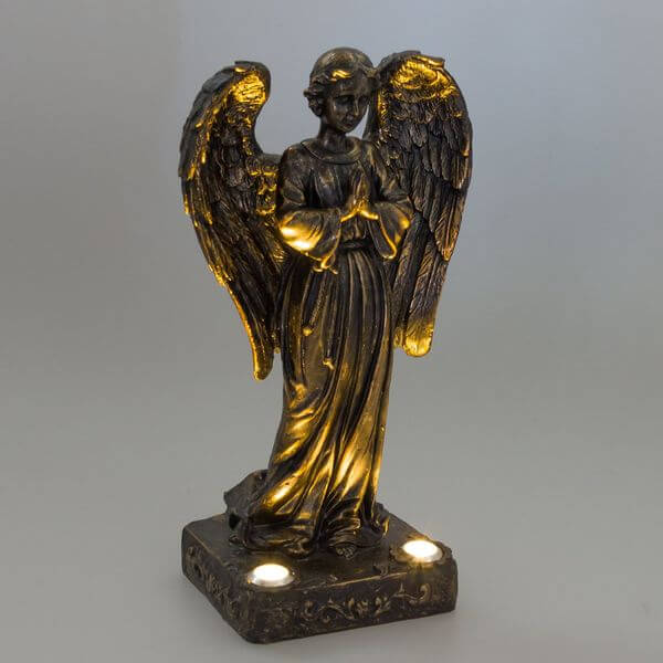 Solar Powered Praying Angel Bronze Garden Statue Solar Powered Praying Angel Bronze Garden Statue