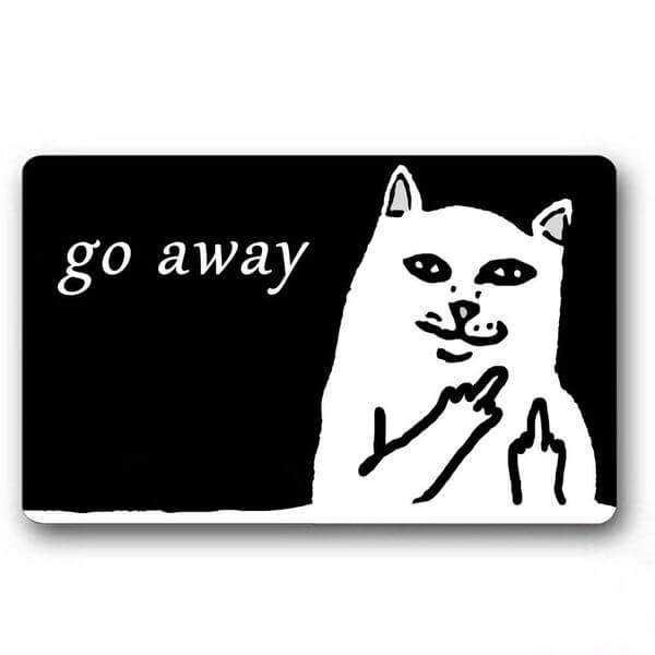 Burning Love White Grumpy Cat Go Away Printed Doormat Burning Love White Grumpy Cat Go Away Printed Doormat