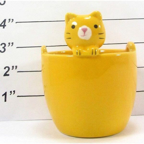 Daiso Yellow Cat Ceramic Flower Pot Daiso Yellow Cat Ceramic Flower Pot