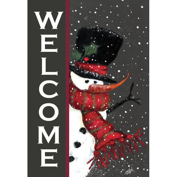 'Snowman Welcome' Double Sided Christmas Garden Flag 'Snowman Welcome' Double Sided Christmas Garden Flag