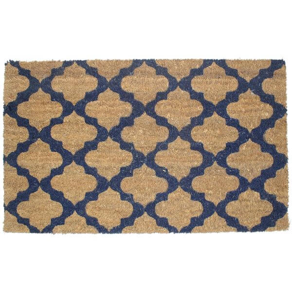 J & M Home Fashions Moroccan Blue Vinyl Back Coco Doormat J & M Home Fashions Moroccan Blue Vinyl Back Coco Doormat