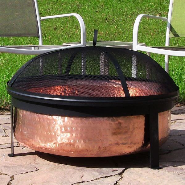 Sunnydaze Hammered 100% Copper Wood Burning Fire Pit with Spark Screen Sunnydaze Hammered 100% Copper Wood Burning Fire Pit with Spark Screen