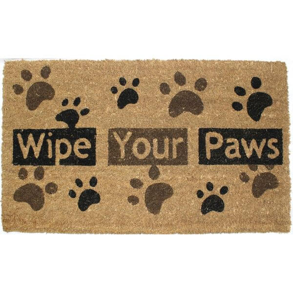 J & M Home Fashions Paw Prints Vinyl Back Coco Doormat J & M Home Fashions Paw Prints Vinyl Back Coco Doormat