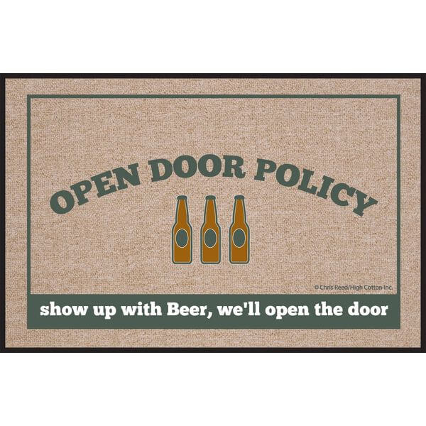 High Cotton Open Door Policy Beer Doormat High Cotton Open Door Policy Beer Doormat