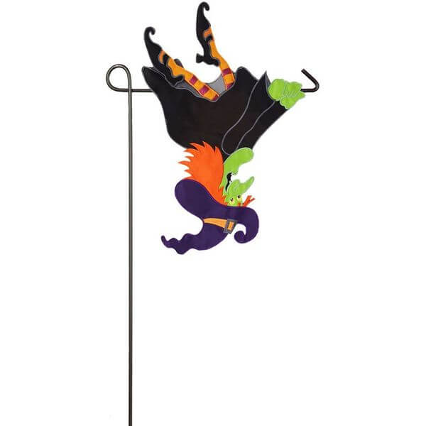Upside Down Flying Witch Halloween Garden Flag Upside Down Flying Witch Halloween Garden Flag