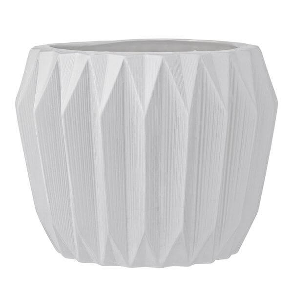 Bloomingville Round Ceramic Fluted Large White Flower Pot Bloomingville Round Ceramic Fluted Large White Flower Pot