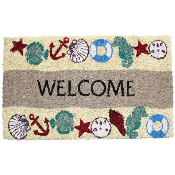 J & M Home Fashions Seaside Welcome Vinyl Back Coco Doormat J & M Home Fashions Seaside Welcome Vinyl Back Coco Doormat