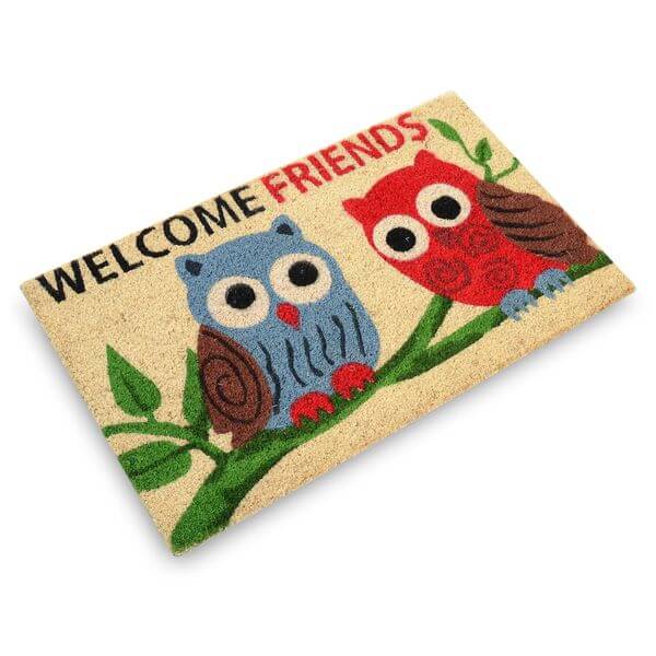 Milliard 'Welcome Friends' Owls Printed Coir Entrance Doormat Milliard 'Welcome Friends' Owls Printed Coir Entrance Doormat
