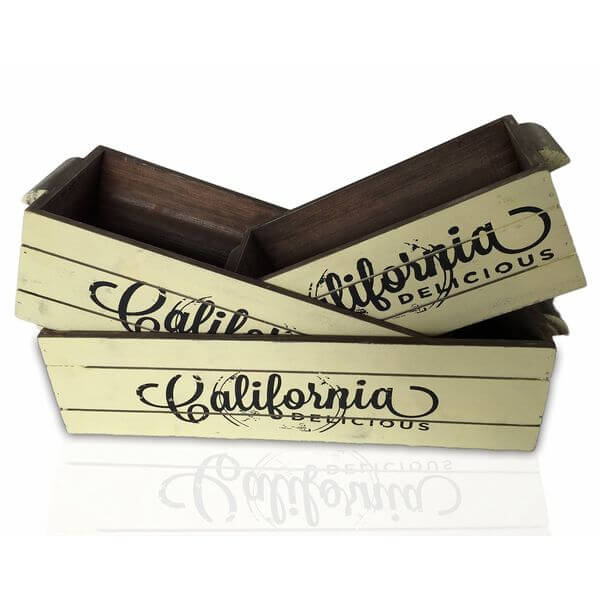 Rustic Rectangular Wooden Planter Boxes, Set of 3 Rustic Rectangular Wooden Planter Boxes, Set of 3