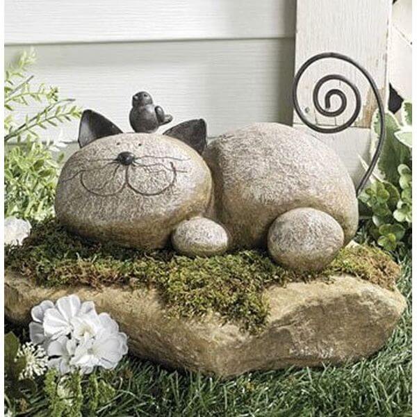 Resting Stone Cat Resin Garden Statue Resting Stone Cat Resin Garden Statue