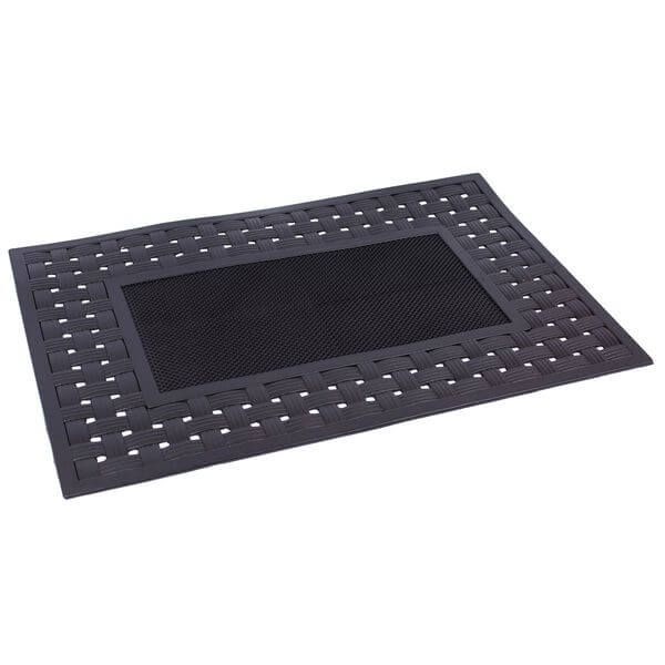 BirdRock Home Rubber Doormat with Basket Weave Border BirdRock Home Rubber Doormat with Basket Weave Border