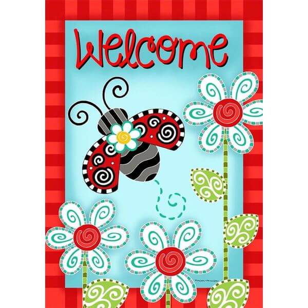 Ladybug Welcome Spring Garden Flag Ladybug Welcome Spring Garden Flag