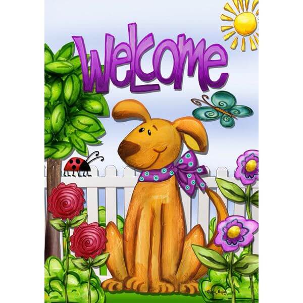 Welcome Dog Spring Garden Flag Welcome Dog Spring Garden Flag