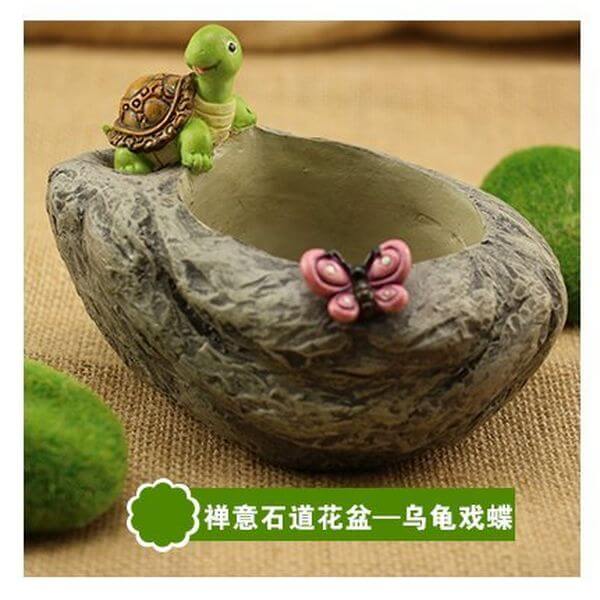 Resin Stone Figurine with Turtle Flower Pot Resin Stone Figurine with Turtle Flower Pot