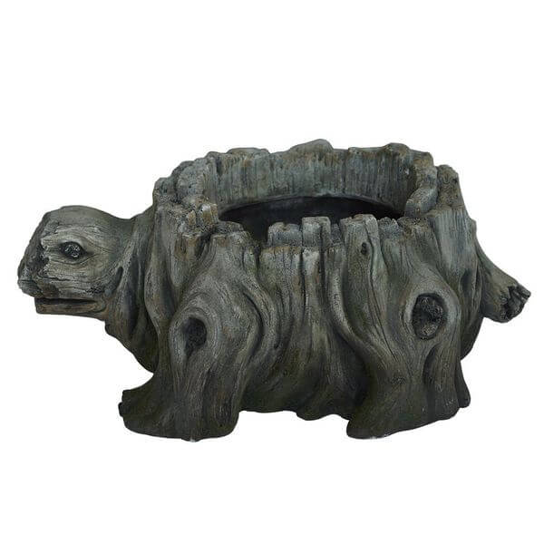 Faux Carved Wood Turtle Planter Faux Carved Wood Turtle Planter